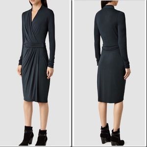 All Saints Nova Wrap Dress Long Sleeve